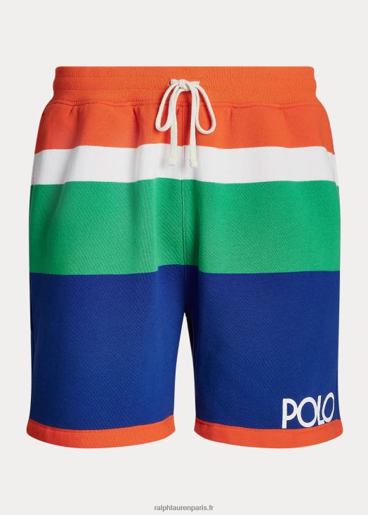 Short 6 pouces en molleton rayé avec logo 46T60T1218 Hommes Ralph Lauren voile orange multi