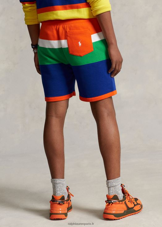 Short 6 pouces en molleton rayé avec logo 46T60T1218 Hommes Ralph Lauren voile orange multi