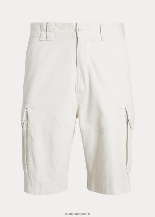 Short cargo en sergé décontracté de 10,5 pouces 46T60T319 Hommes Ralph Lauren lavage de pont blanc
