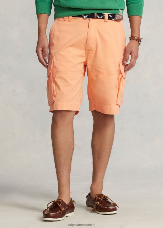 Short cargo en sergé décontracté de 10,5 pouces 46T60T320 Hommes Ralph Lauren orange clair