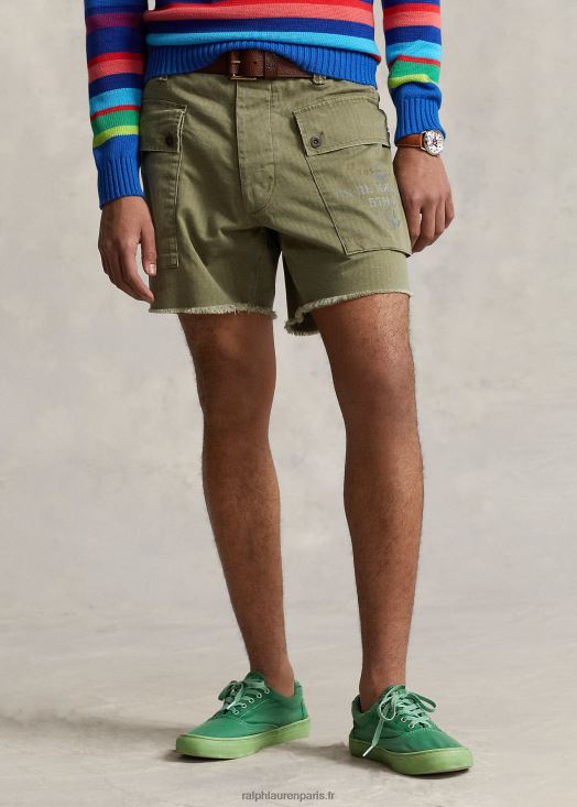 Short cargo en sergé de 6 pouces à coupe décontractée 46T60T1104 Hommes Ralph Lauren vert fatigue