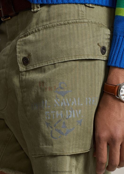 Short cargo en sergé de 6 pouces à coupe décontractée 46T60T1104 Hommes Ralph Lauren vert fatigue