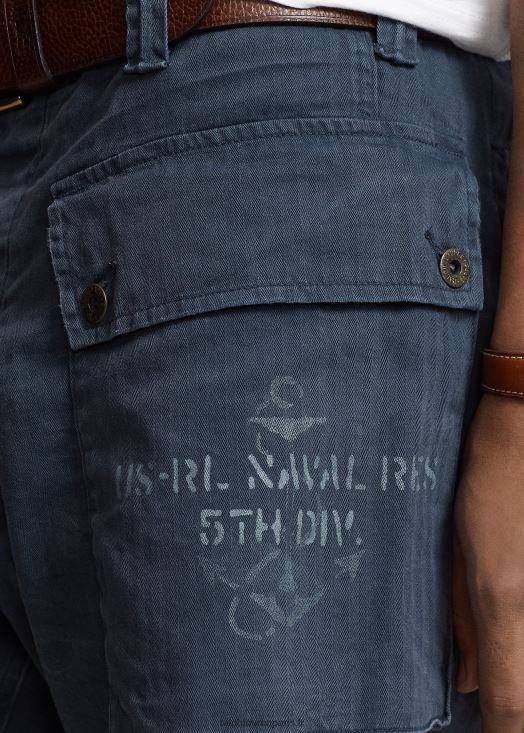 Short cargo en sergé de 6 pouces à coupe décontractée 46T60T1105 Hommes Ralph Lauren bleu marine