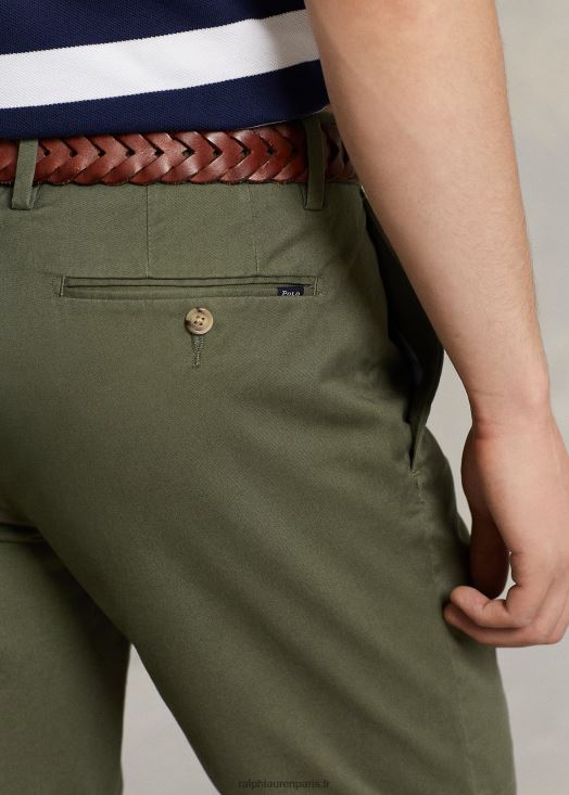 Short chino stretch coupe slim 9 pouces 46T60T537 Hommes Ralph Lauren vert fossile