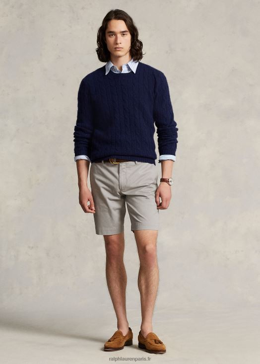Short chino stretch coupe slim 9 pouces 46T60T538 Hommes Ralph Lauren brouillard gris