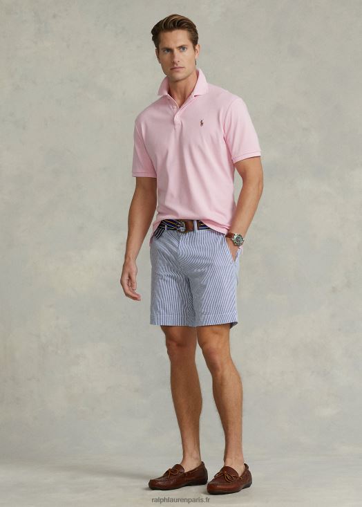 Short droit extensible de 8 pouces 46T60T90 Hommes Ralph Lauren seersucker bleu