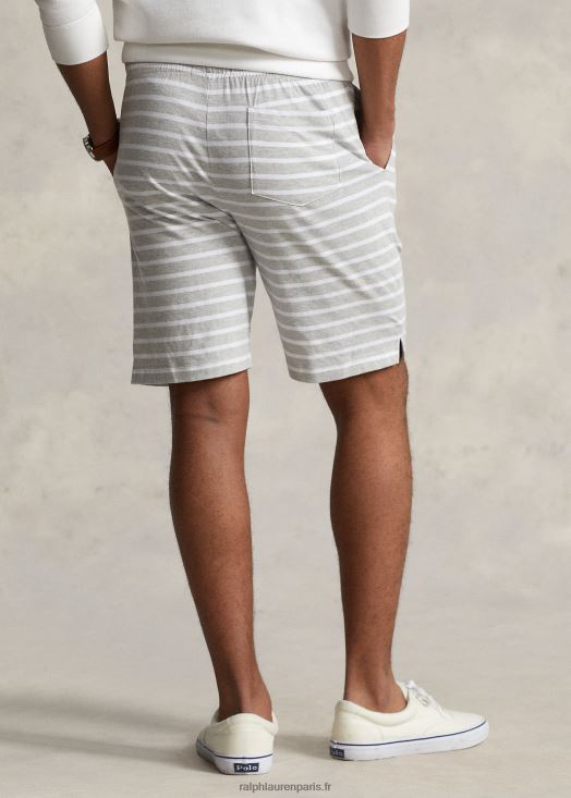 Short en jersey rayé de 8 pouces 46T60T1194 Hommes Ralph Lauren bruyère printanière/blanc