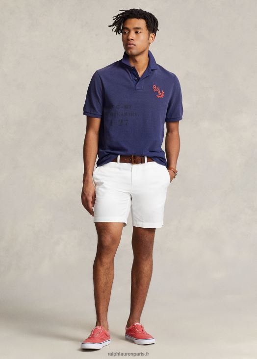 Short en lin et coton coupe droite de 8 pouces 46T60T558 Hommes Ralph Lauren blanc
