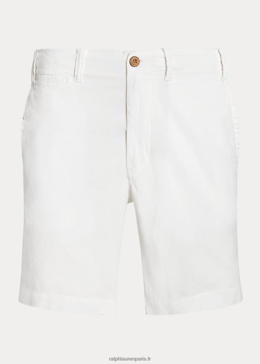 Short en lin et coton coupe droite de 8 pouces 46T60T558 Hommes Ralph Lauren blanc
