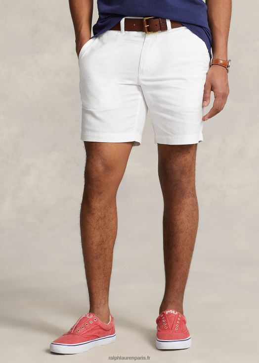 Short en lin et coton coupe droite de 8 pouces 46T60T558 Hommes Ralph Lauren blanc