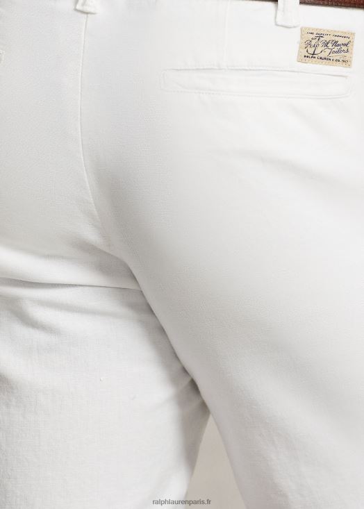 Short en lin et coton coupe droite de 8 pouces 46T60T558 Hommes Ralph Lauren blanc