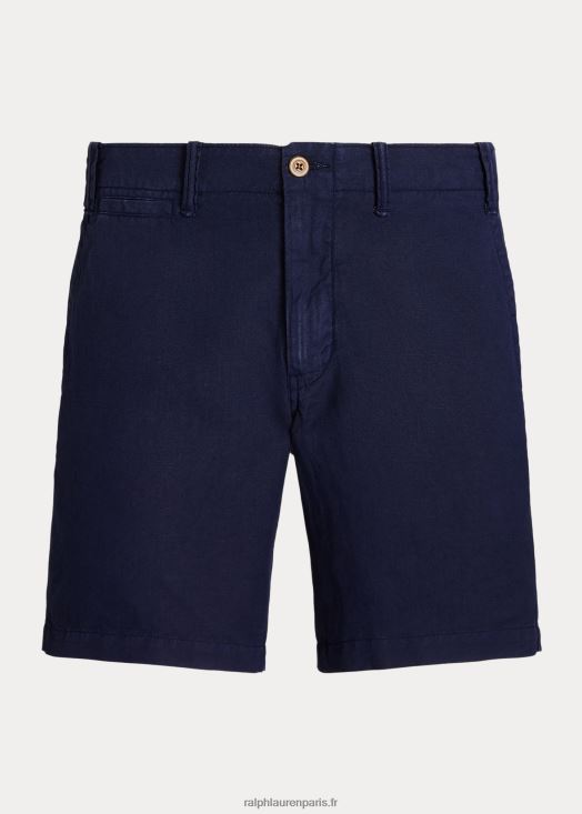 Short en lin et coton coupe droite de 8 pouces 46T60T8644 Hommes Ralph Lauren marine de newport
