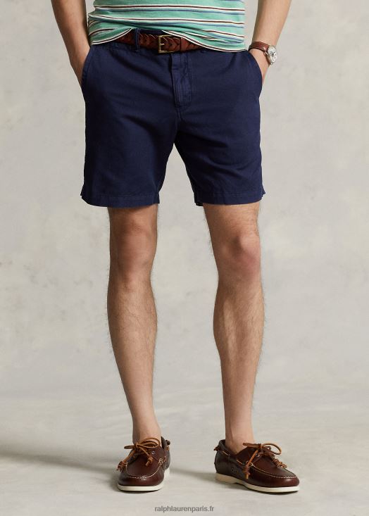 Short en lin et coton coupe droite de 8 pouces 46T60T8644 Hommes Ralph Lauren marine de newport