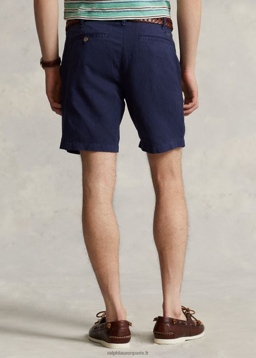 Short en lin et coton coupe droite de 8 pouces 46T60T8644 Hommes Ralph Lauren marine de newport