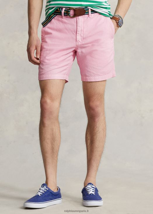 Short en lin et coton coupe droite de 8 pouces 46T60T8645 Hommes Ralph Lauren rose carmel