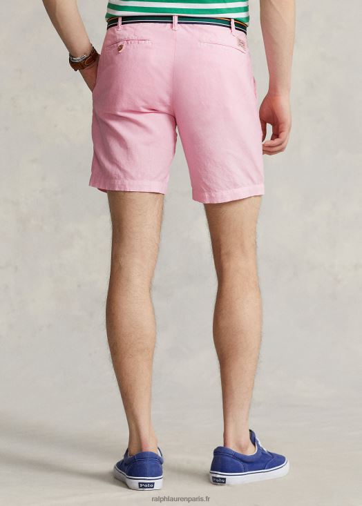Short en lin et coton coupe droite de 8 pouces 46T60T8645 Hommes Ralph Lauren rose carmel