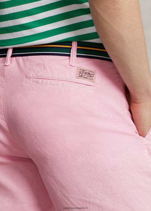 Short en lin et coton coupe droite de 8 pouces 46T60T8645 Hommes Ralph Lauren rose carmel