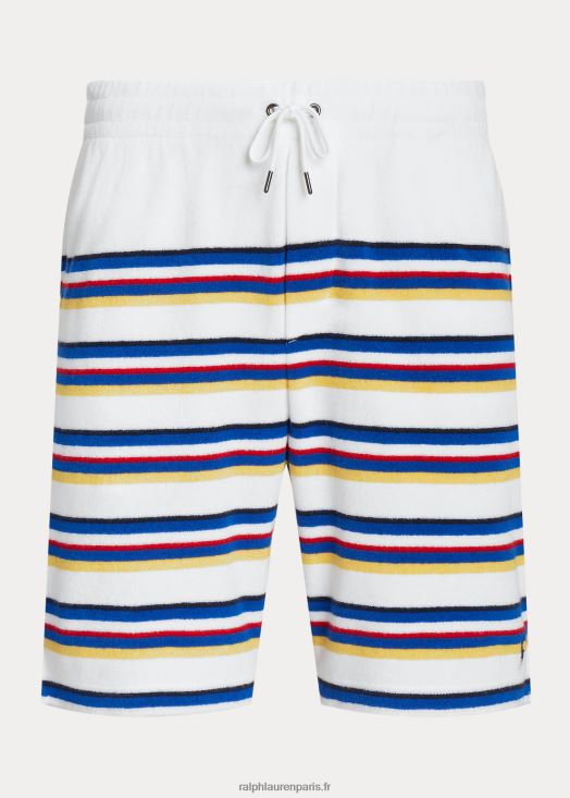 Short en éponge rayé de 8 pouces 46T60T916 Hommes Ralph Lauren multicolore blanc