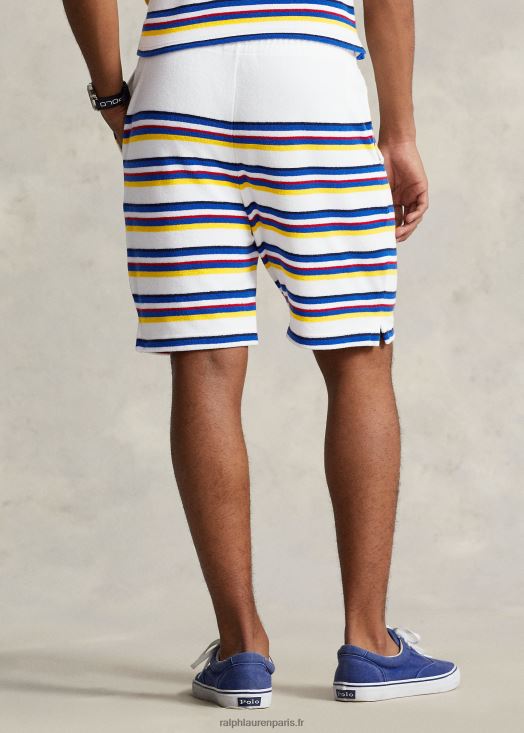 Short en éponge rayé de 8 pouces 46T60T916 Hommes Ralph Lauren multicolore blanc