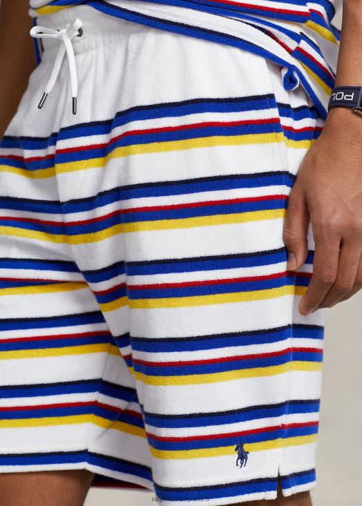 Short en éponge rayé de 8 pouces 46T60T916 Hommes Ralph Lauren multicolore blanc
