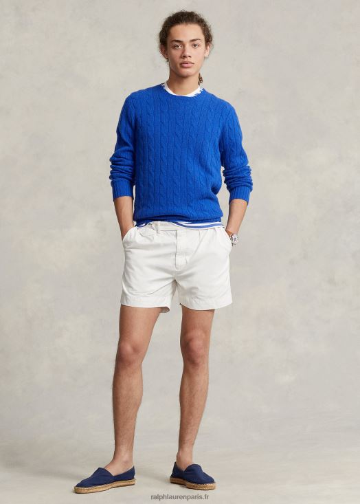 Short en sergé plissé de 5 pouces de coupe classique 46T60T8456 Hommes Ralph Lauren lavage de pont blanc