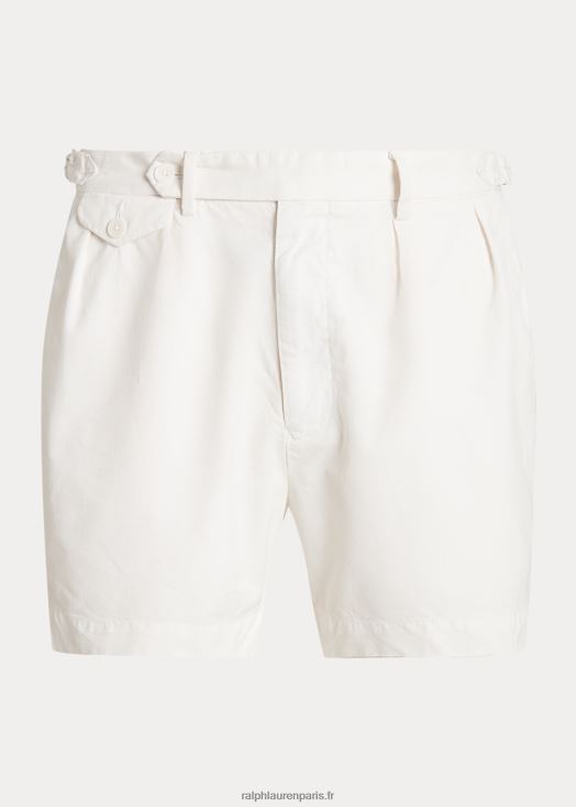 Short en sergé plissé de 5 pouces de coupe classique 46T60T8456 Hommes Ralph Lauren lavage de pont blanc