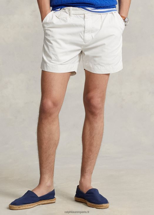 Short en sergé plissé de 5 pouces de coupe classique 46T60T8456 Hommes Ralph Lauren lavage de pont blanc