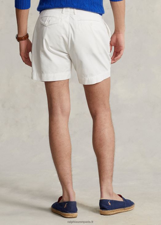 Short en sergé plissé de 5 pouces de coupe classique 46T60T8456 Hommes Ralph Lauren lavage de pont blanc