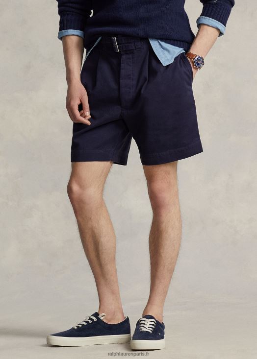 Short en sergé plissé de 7 pouces 46T60T8595 Hommes Ralph Lauren marine rl