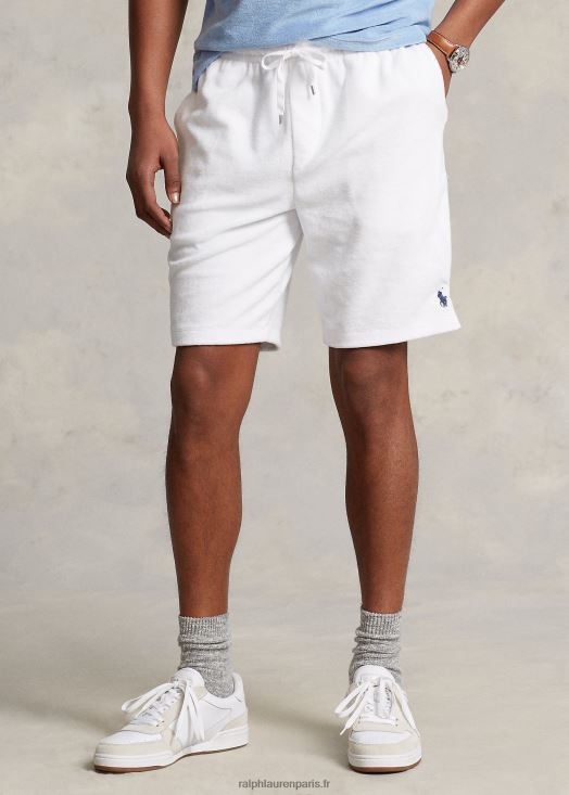Short en tissu éponge de 7,5 pouces avec cordon de serrage 46T60T422 Hommes Ralph Lauren blanc