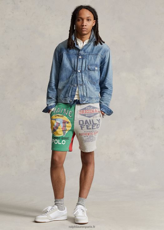 Short graphique en polaire patchwork 7,5 pouces 46T60T715 Hommes Ralph Lauren brooklyn chiné multi