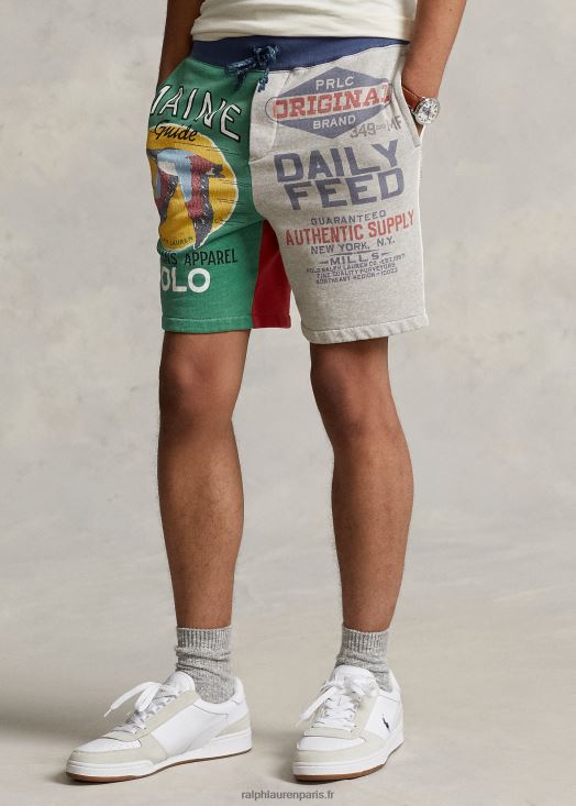 Short graphique en polaire patchwork 7,5 pouces 46T60T715 Hommes Ralph Lauren brooklyn chiné multi
