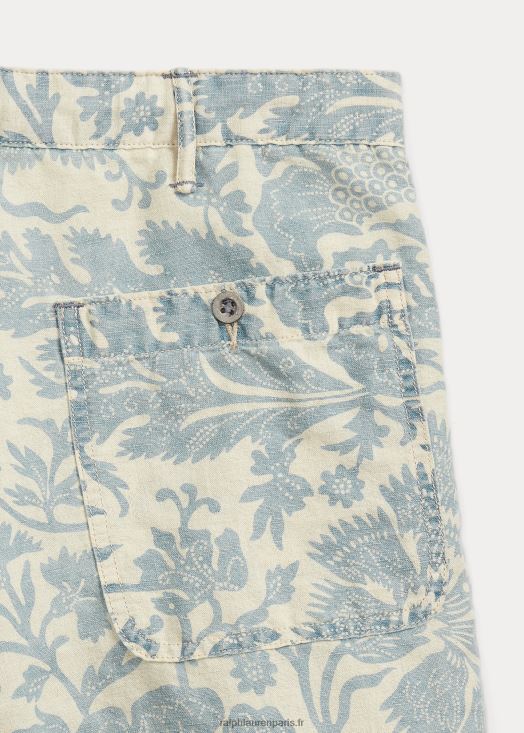 short chino en lin et coton à fleurs 46T60T8684 Hommes Ralph Lauren bleu délavé