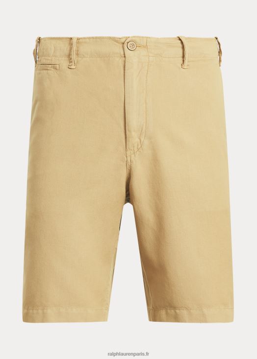 short en lin et coton coupe classique 46T60T1924 Hommes Ralph Lauren café bronzé