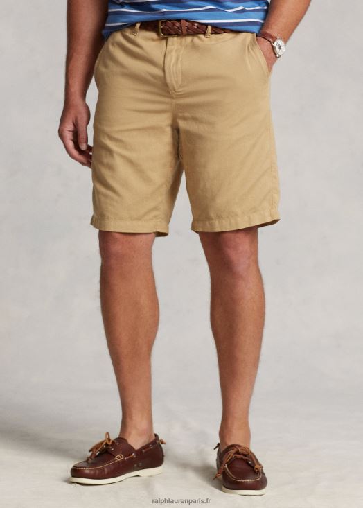 short en lin et coton coupe classique 46T60T1924 Hommes Ralph Lauren café bronzé