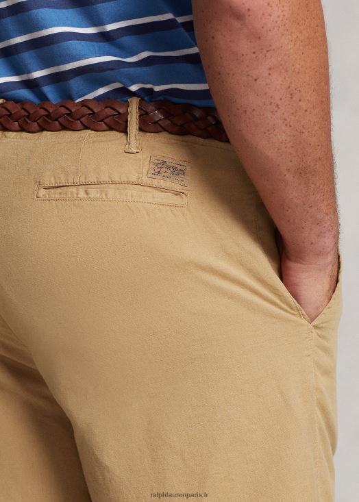 short en lin et coton coupe classique 46T60T1924 Hommes Ralph Lauren café bronzé
