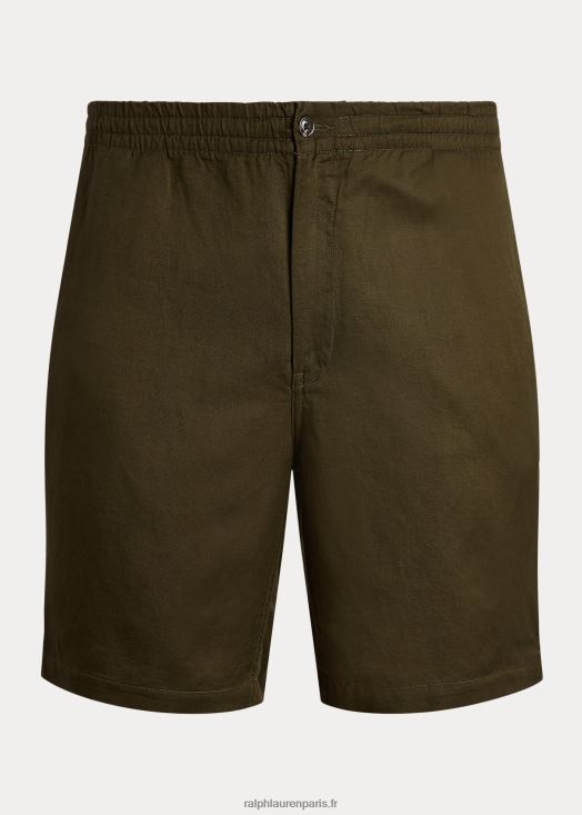short en lin mélangé polo prepster 46T60T1644 Hommes Ralph Lauren olivier à baldaquin