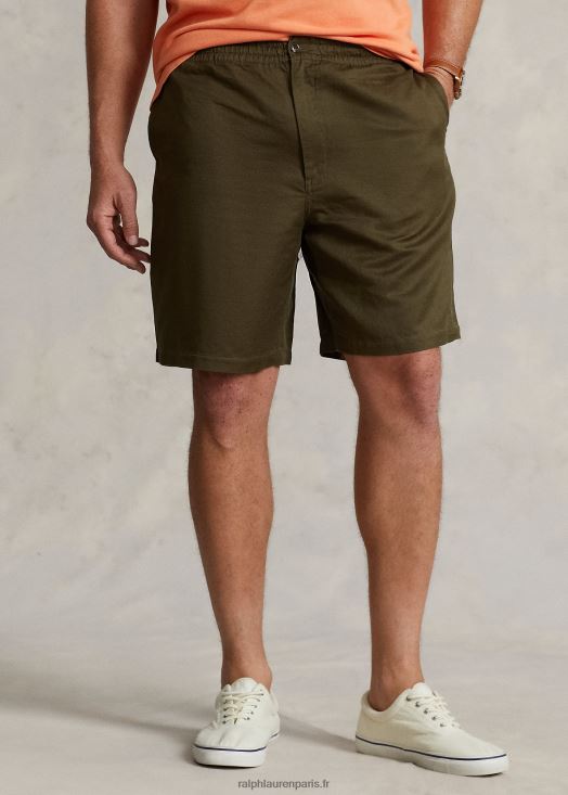 short en lin mélangé polo prepster 46T60T1644 Hommes Ralph Lauren olivier à baldaquin