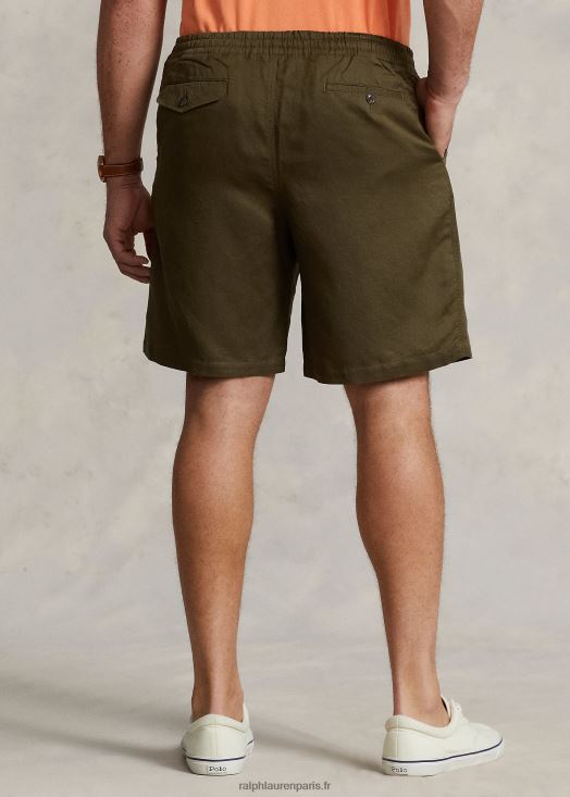 short en lin mélangé polo prepster 46T60T1644 Hommes Ralph Lauren olivier à baldaquin