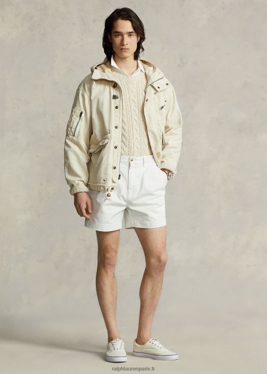 short plissé coupe décontractée cormac 5 pouces 46T60T8447 Hommes Ralph Lauren lavage de pont blanc
