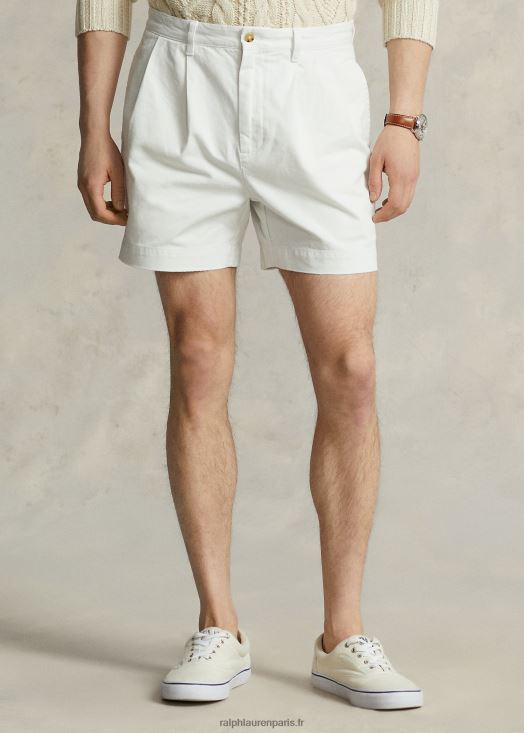 short plissé coupe décontractée cormac 5 pouces 46T60T8447 Hommes Ralph Lauren lavage de pont blanc