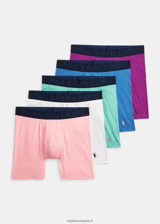 Lot de 5 boxers rafraîchissants 4d-flex 46T60T362 Hommes Ralph Lauren rose/blanc/bleu/violet