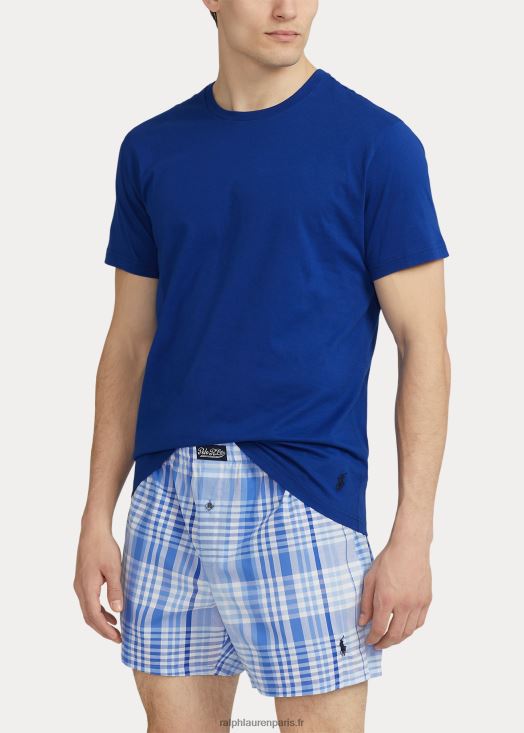 ensemble en coton ras du cou et boxer à carreaux 46T60T874 Hommes Ralph Lauren plaid bleu marine/patrimoine royal