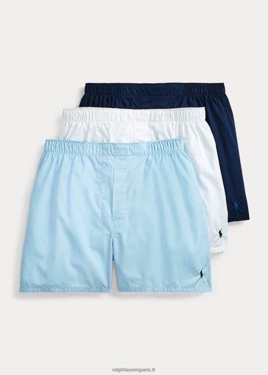 lot de 3 boxers classiques en coton tissé 46T60T8546 Hommes Ralph Lauren bleu/blanc/marine