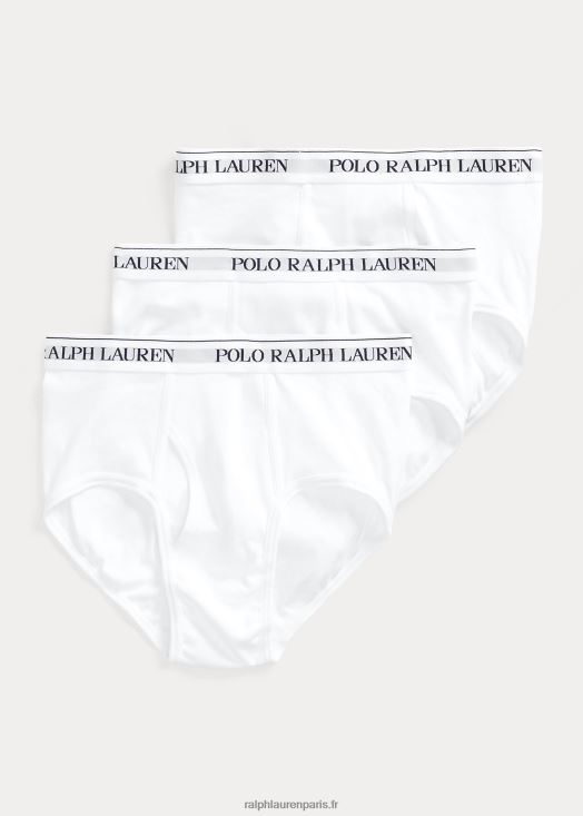 lot de 3 culottes classiques en coton 46T60T1613 Hommes Ralph Lauren blanc/marine croisière