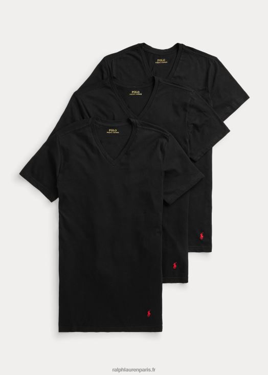 lot de 3 maillots de corps classiques à col en V et à évacuation de l'humidité 46T60T8583 Hommes Ralph Lauren noir