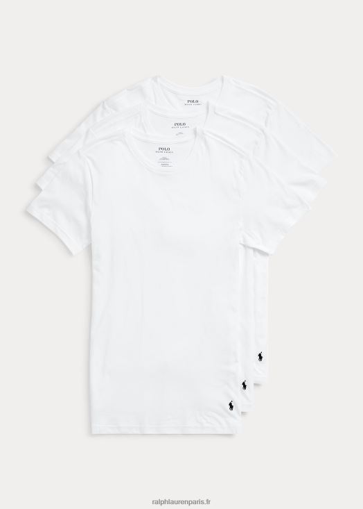 lot de 3 maillots de corps à col ras du cou slim en coton 46T60T240 Hommes Ralph Lauren blanc