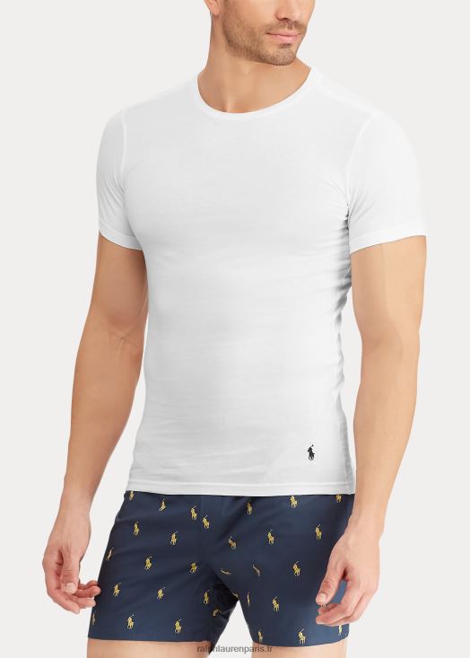 lot de 3 maillots de corps à col ras du cou slim en coton 46T60T240 Hommes Ralph Lauren blanc