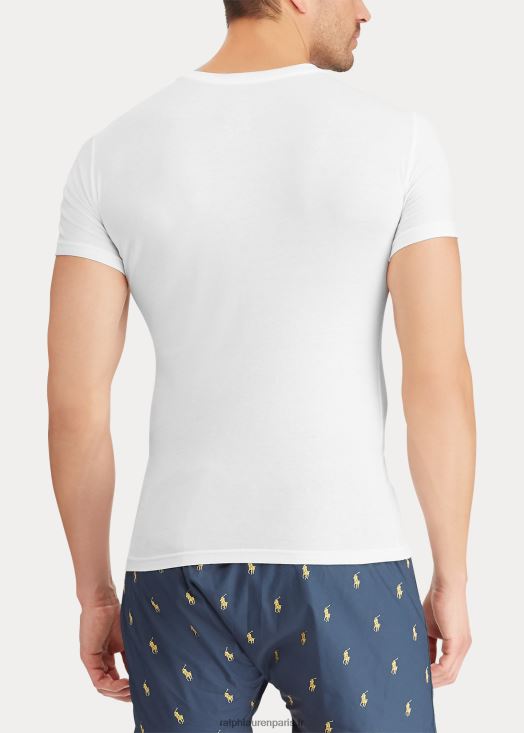 lot de 3 maillots de corps à col ras du cou slim en coton 46T60T240 Hommes Ralph Lauren blanc