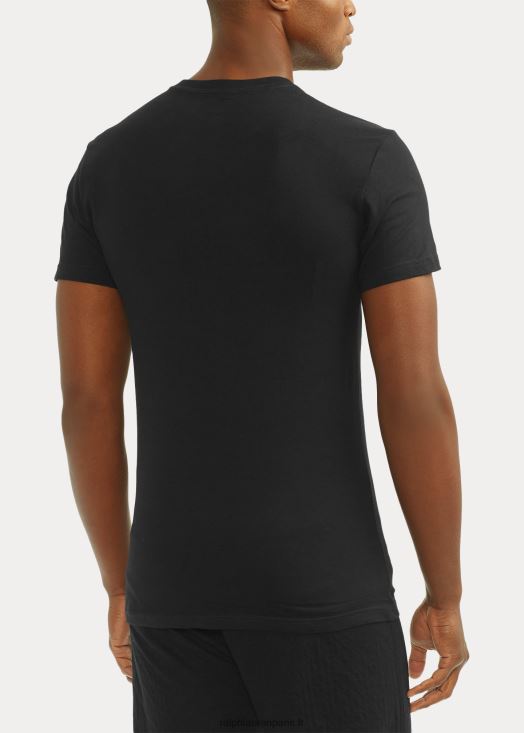 lot de 3 maillots de corps slim col v en coton 46T60T303 Hommes Ralph Lauren noir